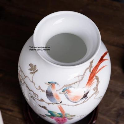 BÌNH VẼ TAY HỌA TIẾT CHIM – HOA TỬ ĐẰNG